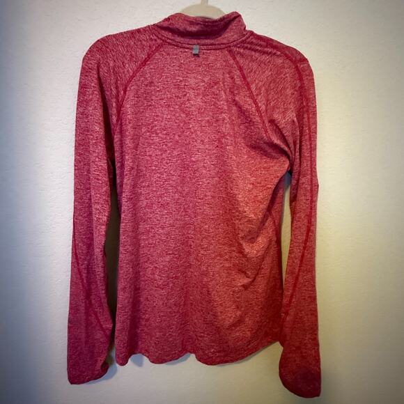 Nike Dri Fit Running Shirt Women's Medium Heather Red Full Sleeve 1/4 Zip LS - Picture 5 of 7